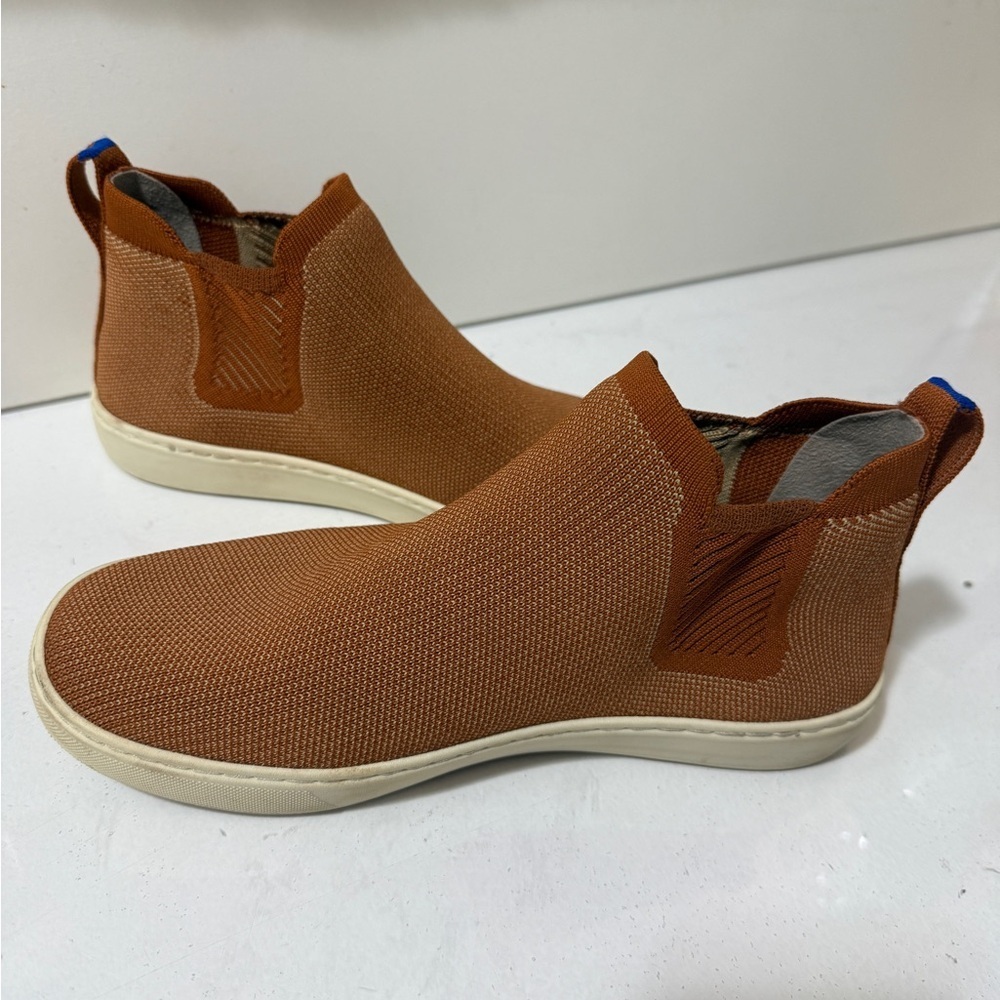 Knit textile high-top sneaker boots, Rothy's The Chelsea in Fawn Sneakers unisex - Picture 2 of 16
